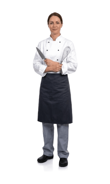 Profesional del sector Hostelería con su vestuario de trabajo