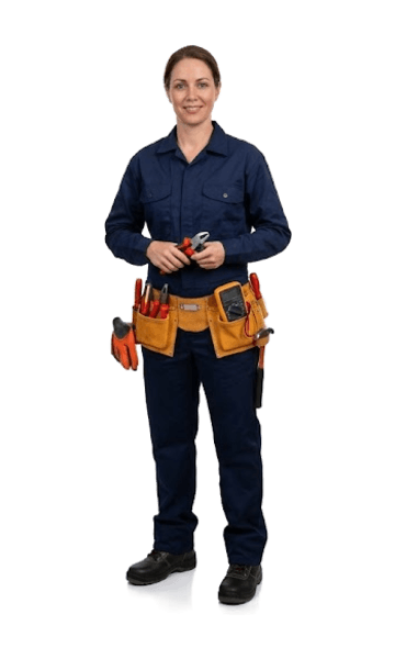 Profesional del sector Electricidad con su vestuario de trabajo
