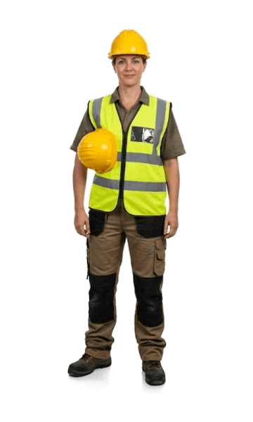 Profesional del sector Construcción con su vestuario de trabajo