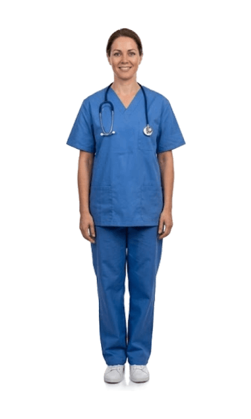 Profesional del sector Sanidad con su vestuario de trabajo