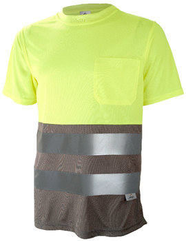 Camiseta combinada 1030 gris/amarillo con bolsillo tejido COOLMAX
