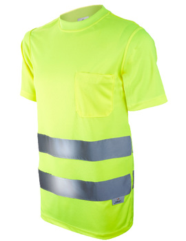 Camiseta lisa alta visibilidad 1030C amarilla con bolsillo Tejido COOLMAX