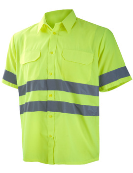 Camisa de manga corta lisa amarilla 1048 de alta visibilidad CLASE 2 