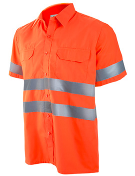 Camisa de manga corta lisa naranja 1048 de alta visibilidad CLASE 2