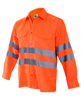 Camisa de manga larga lisa naranja 1049 de alta visibilidad CLASE 2