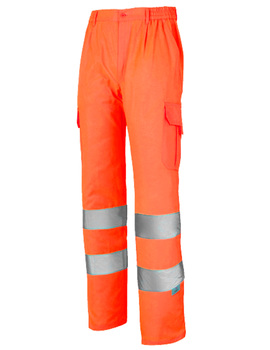 Pantalón liso de alta visibilidad FORRADO 1082 naranja CLASE 2 de 260 GR/MQ