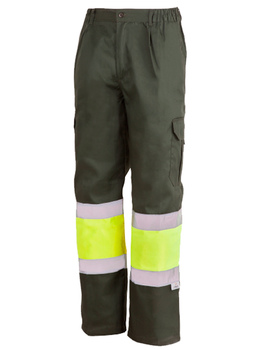 Pantalón combinado de alta visibilidad 1061 verde oscuro/amarillo CLASE 1 de 200 GR/MQ