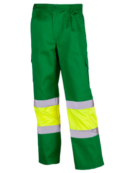 Pantalón combinado de alta visibilidad 1061 verde medio/amarillo CLASE 1 de 200 GR/MQ