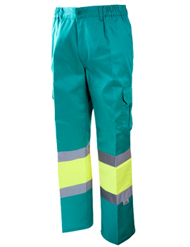 Pantalón combinado de alta visibilidad 1061 verde claro/amarillo CLASE 1 de 200 GR/MQ