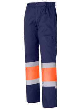 Pantalón 100 % algodón combinado de alta visibilidad 1061A marino/naranja CLASE 1 de 200 GR/MQ