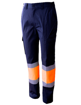 Pantalón STRECHT combinado de alta visibilidad 1061S marino/naranja CLASE 1 de 200 GR/MQ