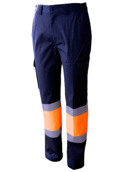 Pantalón STRECHT combinado y forrado de alta visibilidad 1090S marino/naranja CLASE 1 de 200 GR/MQ