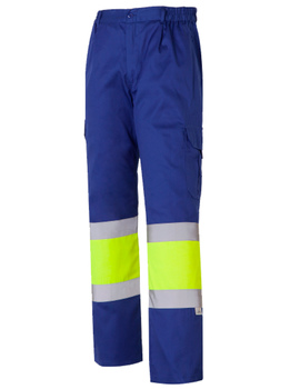 Pantalón combinado y forrado de alta visibilidad 1090 azulina/amarillo CLASE 1 de 200 GR/MQ