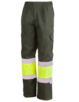 Pantalón combinado y forrado de alta visibilidad 1090 verde oscuro/amarillo CLASE 1 de 200 GR/MQ