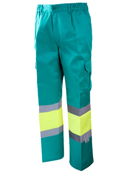 Pantalón combinado y forrado de alta visibilidad 1090 verde claro/amarillo CLASE 1 de 200 GR/MQ