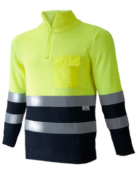 Jersey combinado 1206 en alta visibilidad marino/amarillo alta visibilidad con bolsillo de sarga 