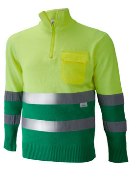 Jersey combinado 1206 en alta visibilidad verde medio/amarillo alta visibilidad con bolsillo de sarga 