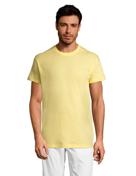 Camiseta básica cuello redondo de manga corta REGENT color Amarillo Pálido