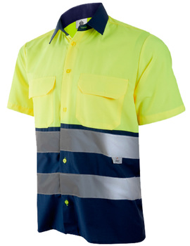 Camisa combinada de manga corta marino/amarillo 1202 de alta visibilidad CLASE 1