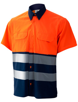 Camisa combinada de manga corta marino/naranja 1202 de alta visibilidad CLASE 1