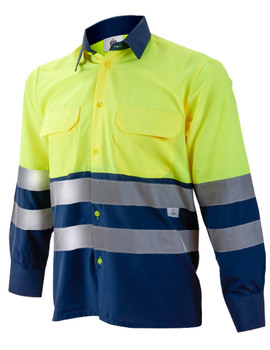 Camisa combinada de manga larga 1203 marino/amarillo de alta visibilidad CLASE 1