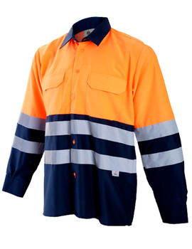 Camisa combinada de manga larga 1203 marino/naranja de alta visibilidad CLASE 1