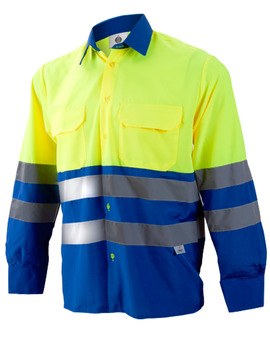 Camisa combinada de manga larga 1203 azulina/amarillo de alta visibilidad CLASE 1