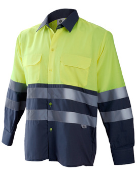 Camisa combinada de manga larga 1203 gris/amarillo de alta visibilidad CLASE 1