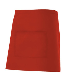Delantal corto 404201 rojo con un bolsillo en el centro