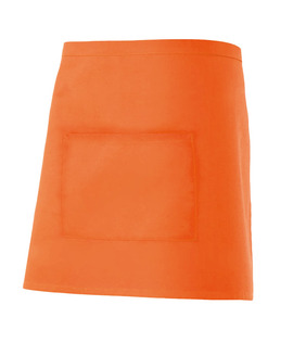 Delantal corto 404201 naranja con un bolsillo en el centro