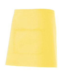 Delantal corto 404201 amarillo claro con un bolsillo en el centro