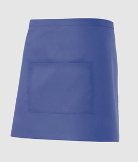 Delantal corto 404201 azul ultramar con un bolsillo en el centro